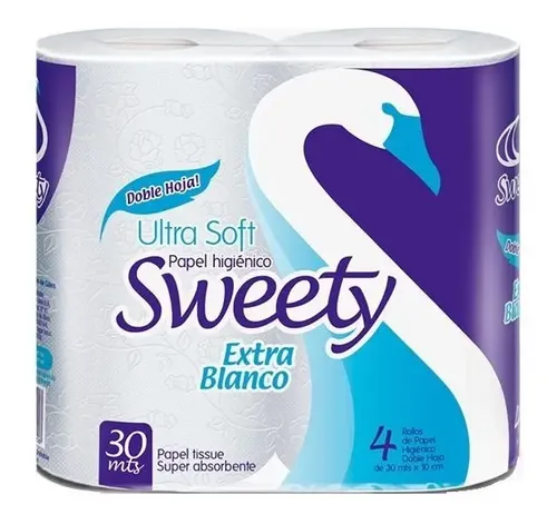 [109107] HIGIENICO SWEETY DOBLE HOJA 30 MT.4 ROLLOS