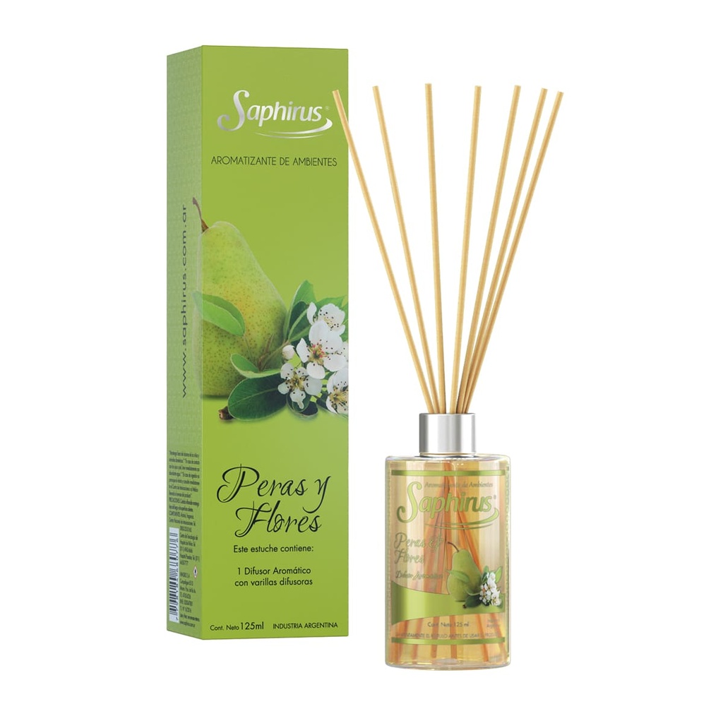 DIFUSOR EN VARILLA SAPHIRUS PERA Y FLORES 125ML