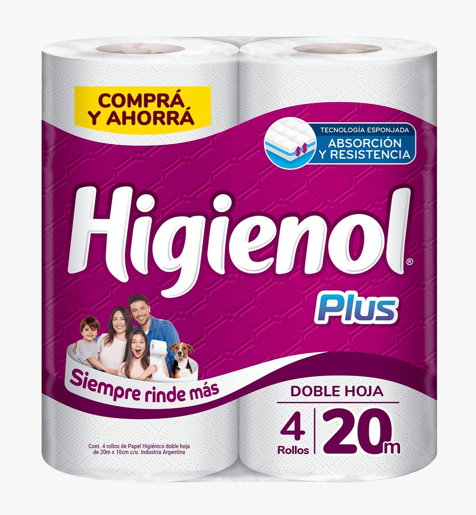 HIGIENICO HIGIENOL PLUS 4 X 20MTS