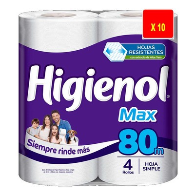 HIGIENICO HIGIENOL PANAL MAX 4 X 80 MT 